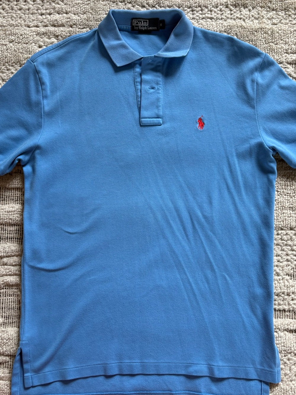 Polo by Ralph Lauren Sky Blue Men's Polo with Red Pony, Size Small